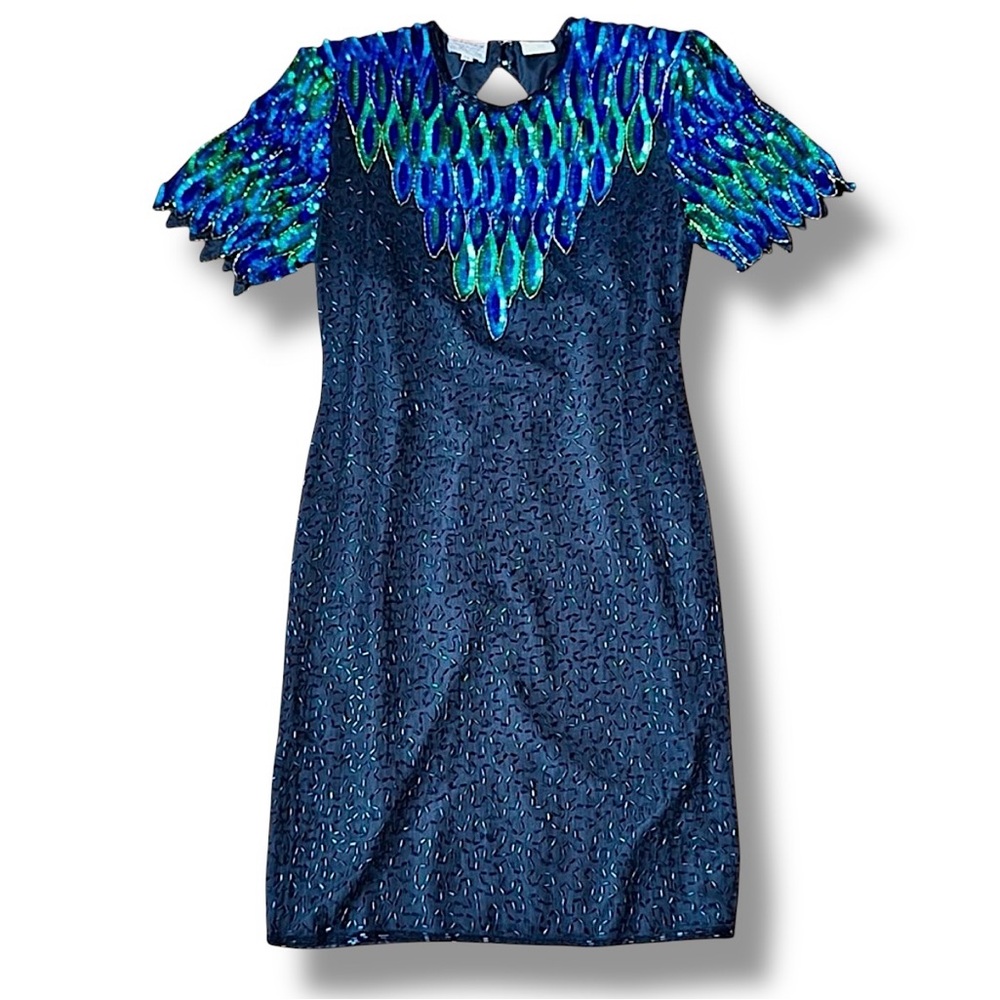 ✨VINTAGE ✨ Sténay 1980’s peacock sequin dress